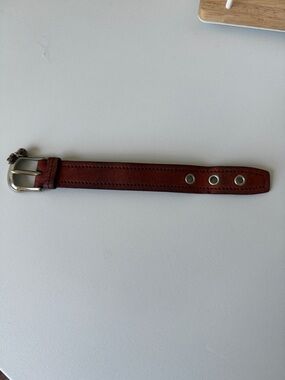 Miu Miu Rust Brown Leather Bracelet with Silver Hardware